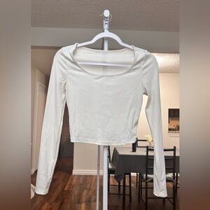 White Long Sleeve Crop Top